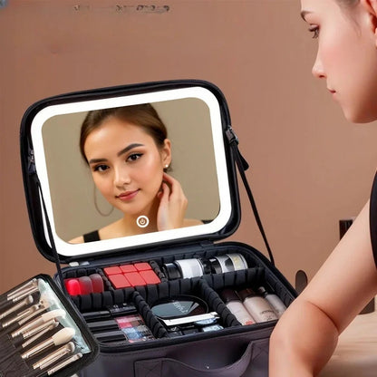 Cosmetiquera de Lujo Con Espejo LED