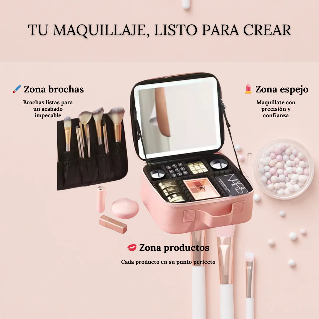Cosmetiquera de Lujo Con Espejo LED